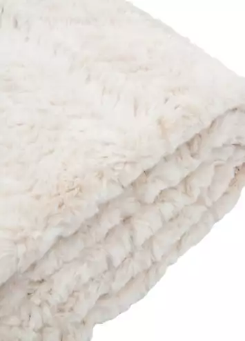 Chic Living Cream Chevron Brushed Rabbit Faux Fur Throw | Kaleidoscope