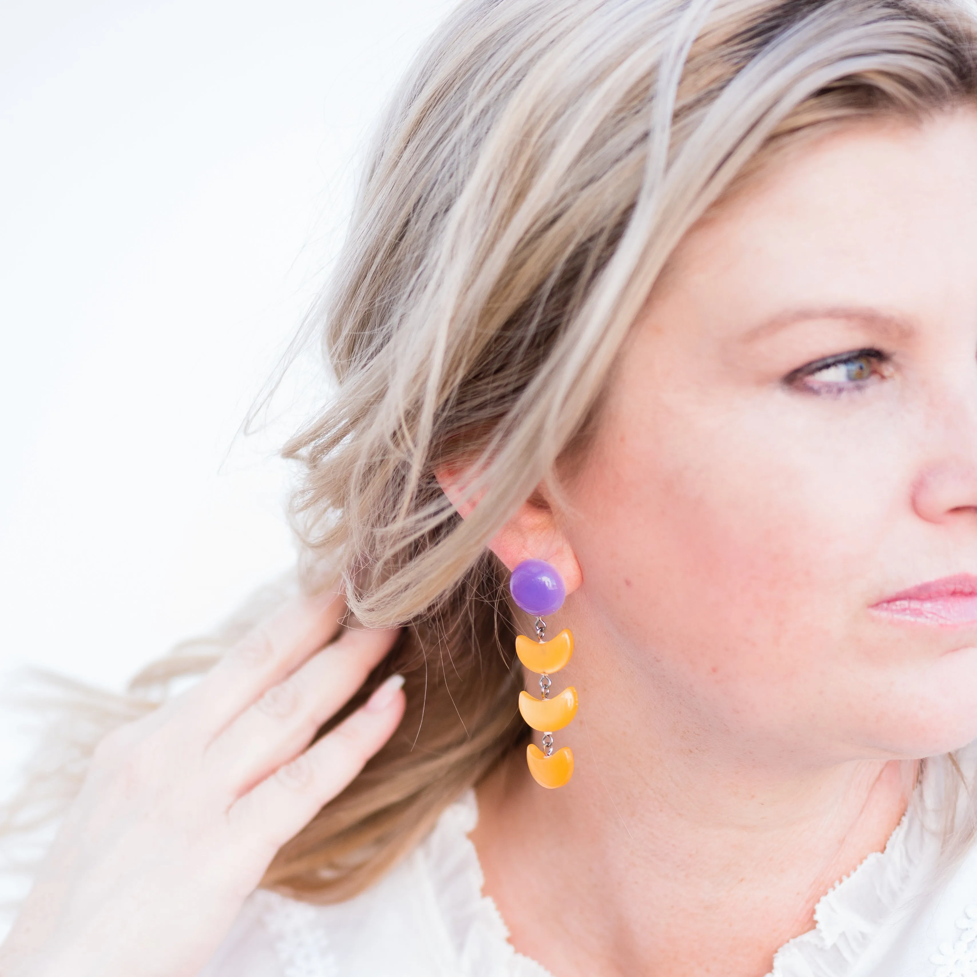 Chocolate & Grey Green Moonglow Fish Scale Earrings