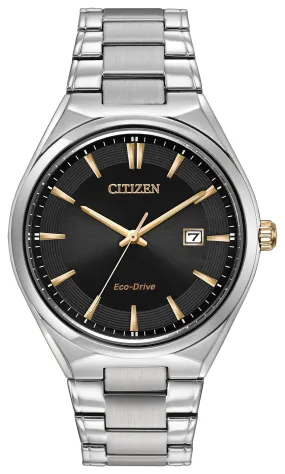 Classic Men's Stainless Steel Citizen Watch with Black Face