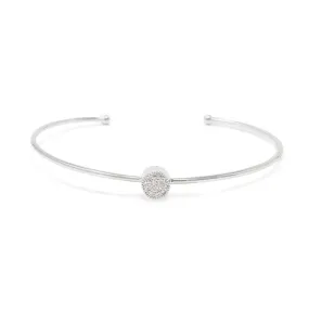 Cubic Zirconia Pave Station Bangle Rhodium Plated