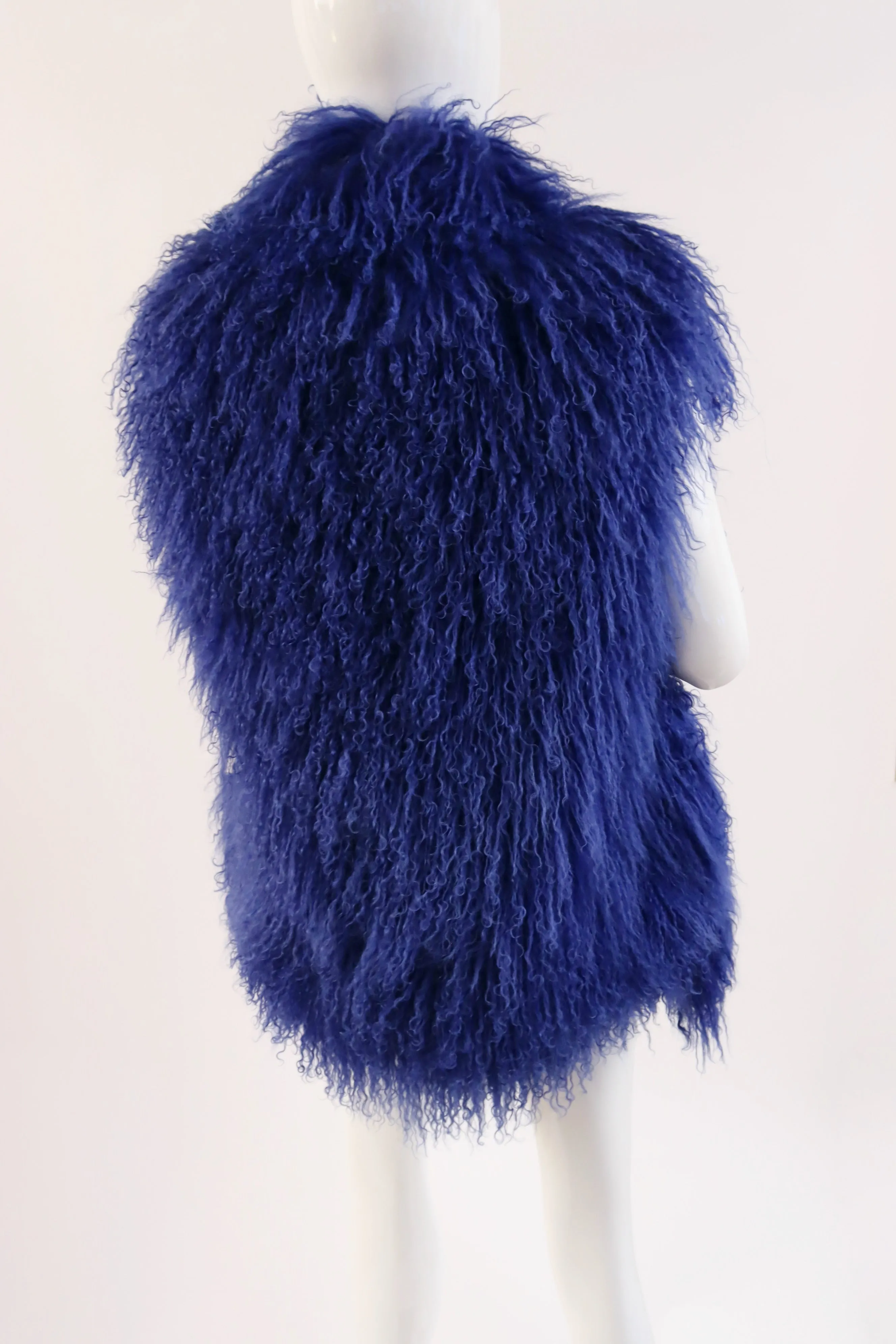 Deadstock Vintage 80's MARVIN RICHARDS Blue Curly Lamb Fur Vest