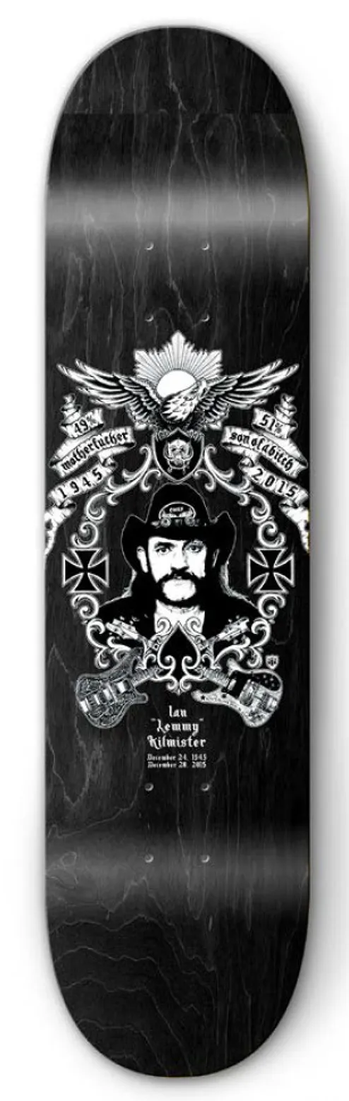 DECK SKATE FREE DOME MOTORHEAD LEMMY TRIBUTE BLACK DYED VENEERS 9.0