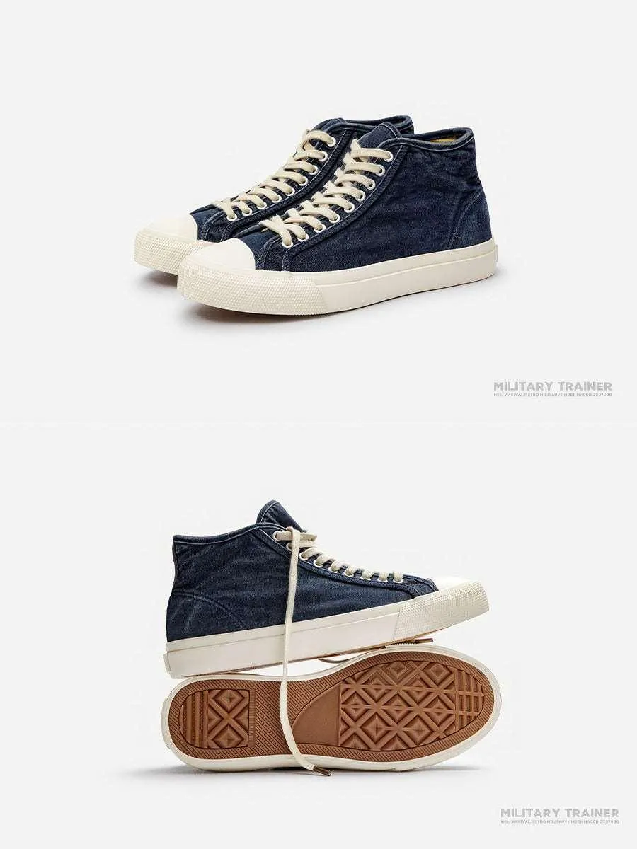 Denim Blue High-top Canvas Shoes