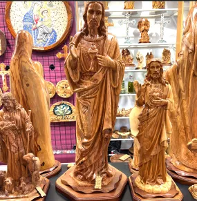 Extra Large Jesus Christ Carved Masterpiece , Olive Wood Sculpture Statue from the Holy Land