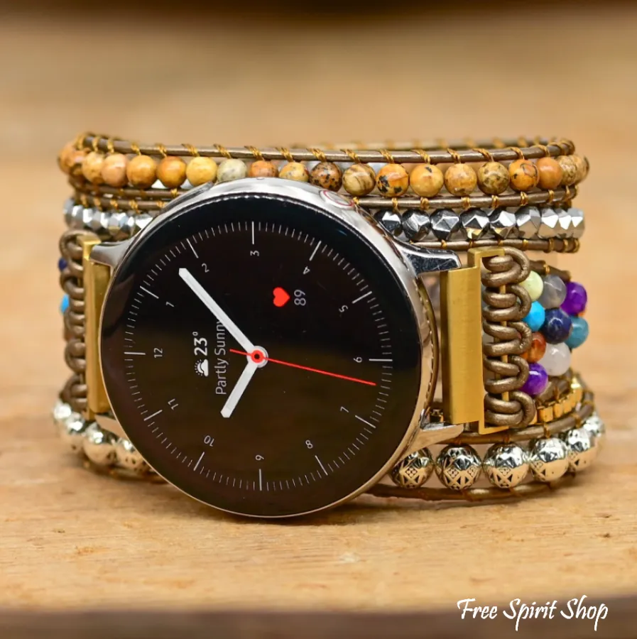 Google Pixel Watch Band With Natural Earthy Jasper Beads