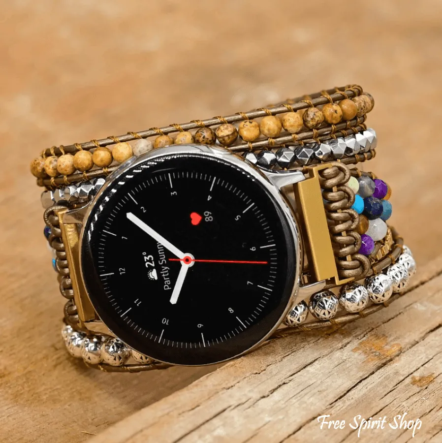 Google Pixel Watch Band With Natural Earthy Jasper Beads