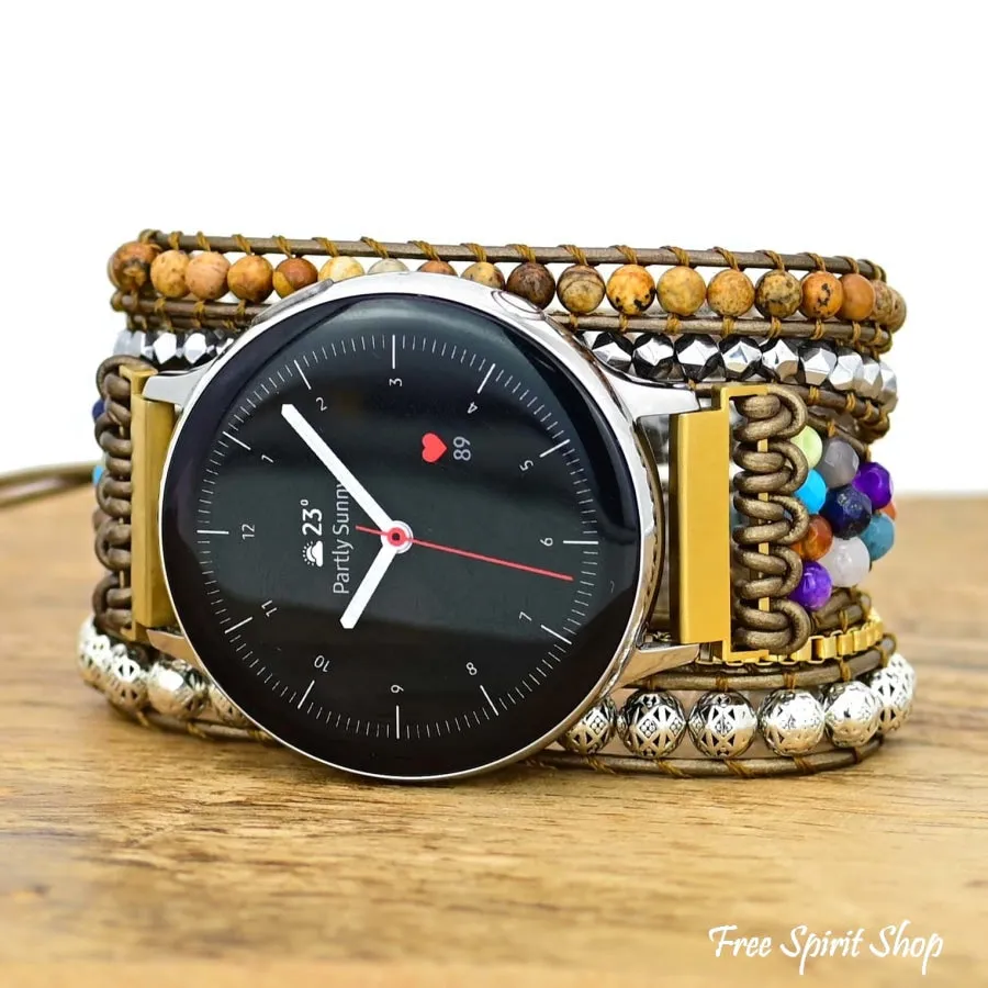 Google Pixel Watch Band With Natural Earthy Jasper Beads