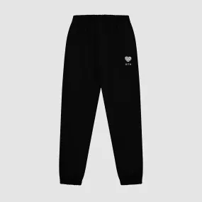 Heart Flower Sweat Pants - Black