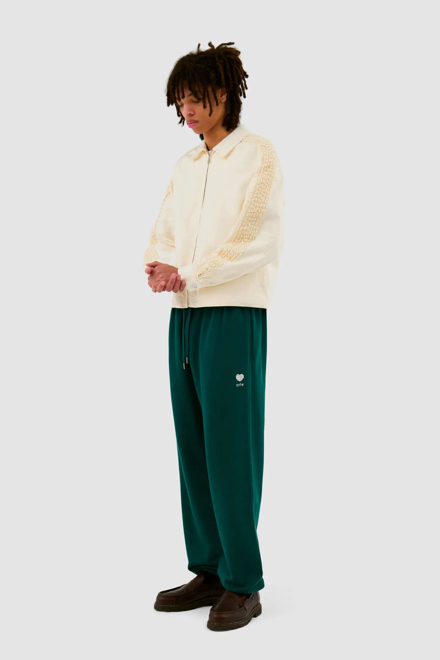 Heart Flower Sweat Pants - Green