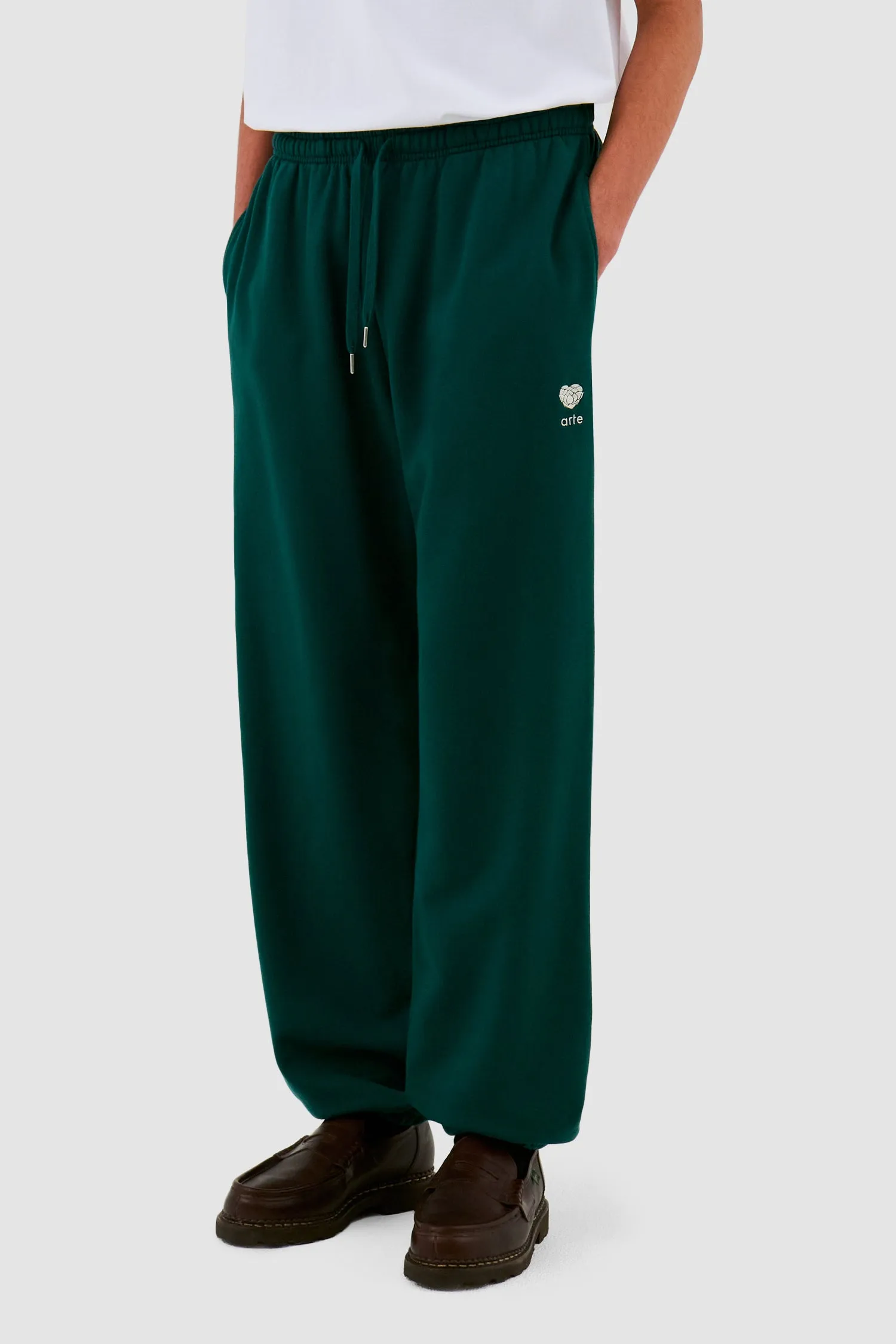 Heart Flower Sweat Pants - Green