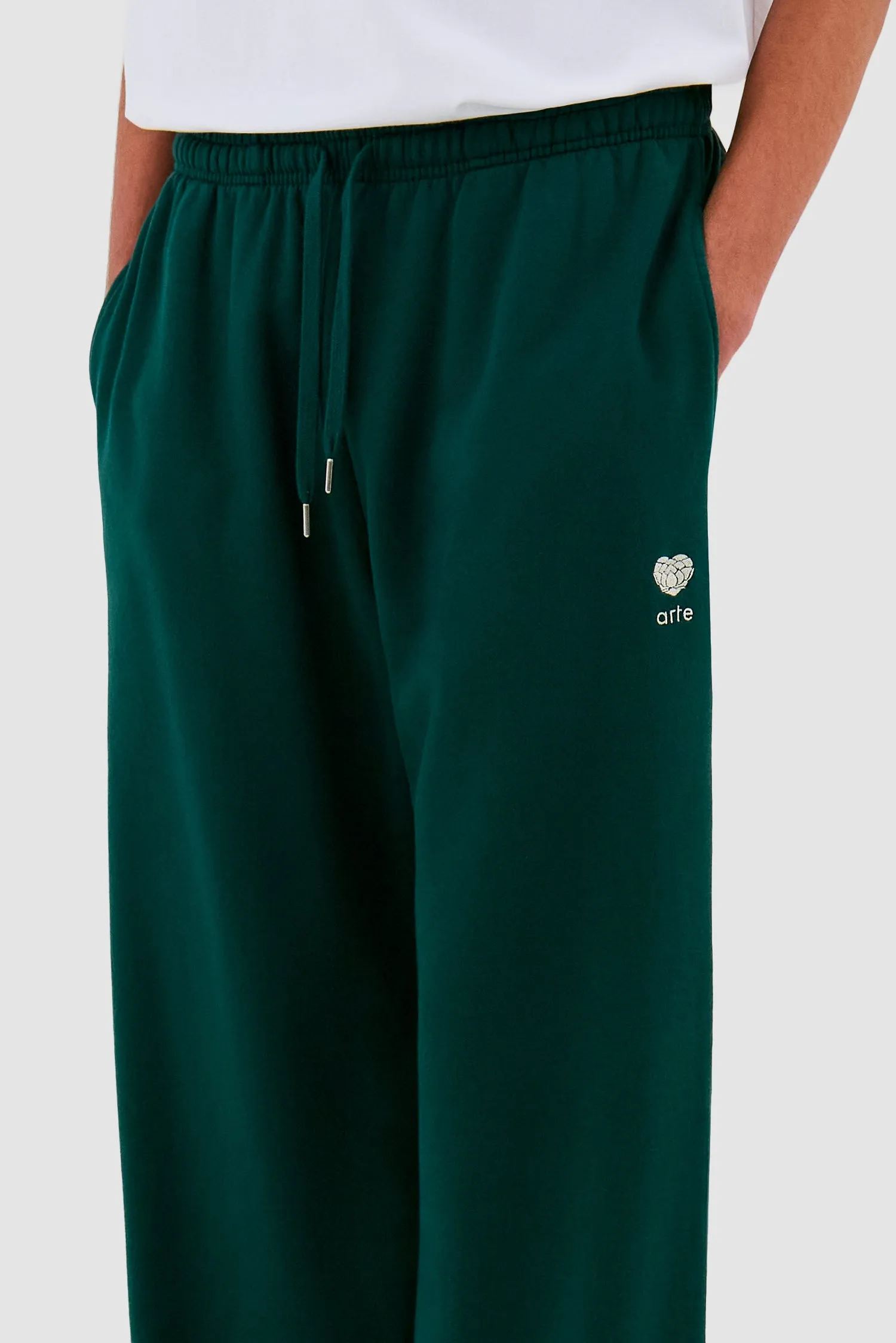 Heart Flower Sweat Pants - Green