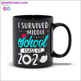 I survived middle school class of 2020 Black Mugs