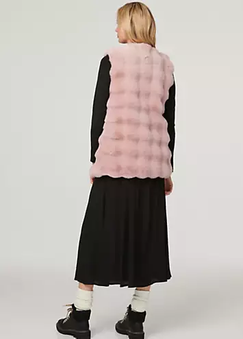 Izabel London Pink Faux Fur Open Front Longline Gilet | Grattan