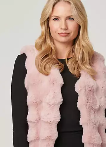 Izabel London Pink Faux Fur Open Front Longline Gilet | Grattan