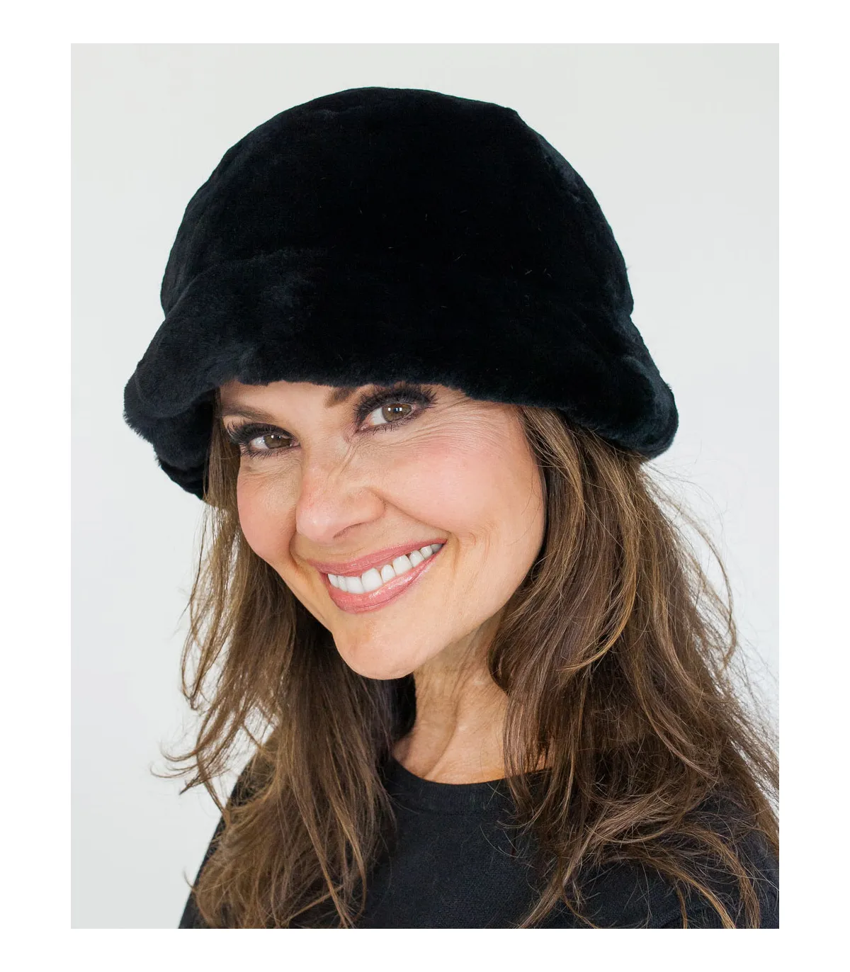 Kaitlyn Black Rex Rabbit Fur Bucket Hat at FurHatWorld