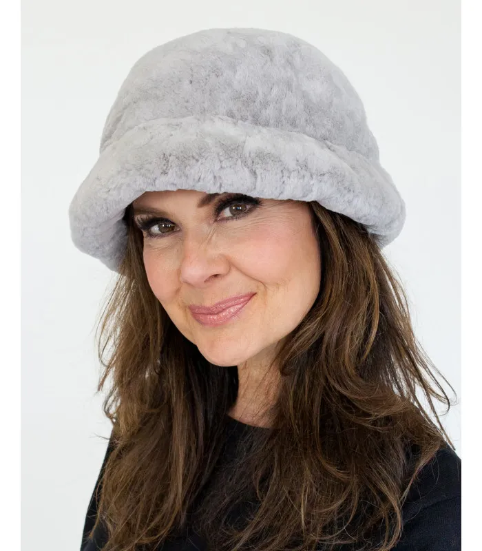 Kaitlyn Grey Rex Rabbit Fur Bucket Hat at FurHatWorld