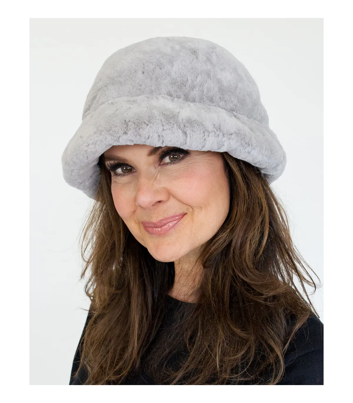 Kaitlyn Grey Rex Rabbit Fur Bucket Hat at FurHatWorld