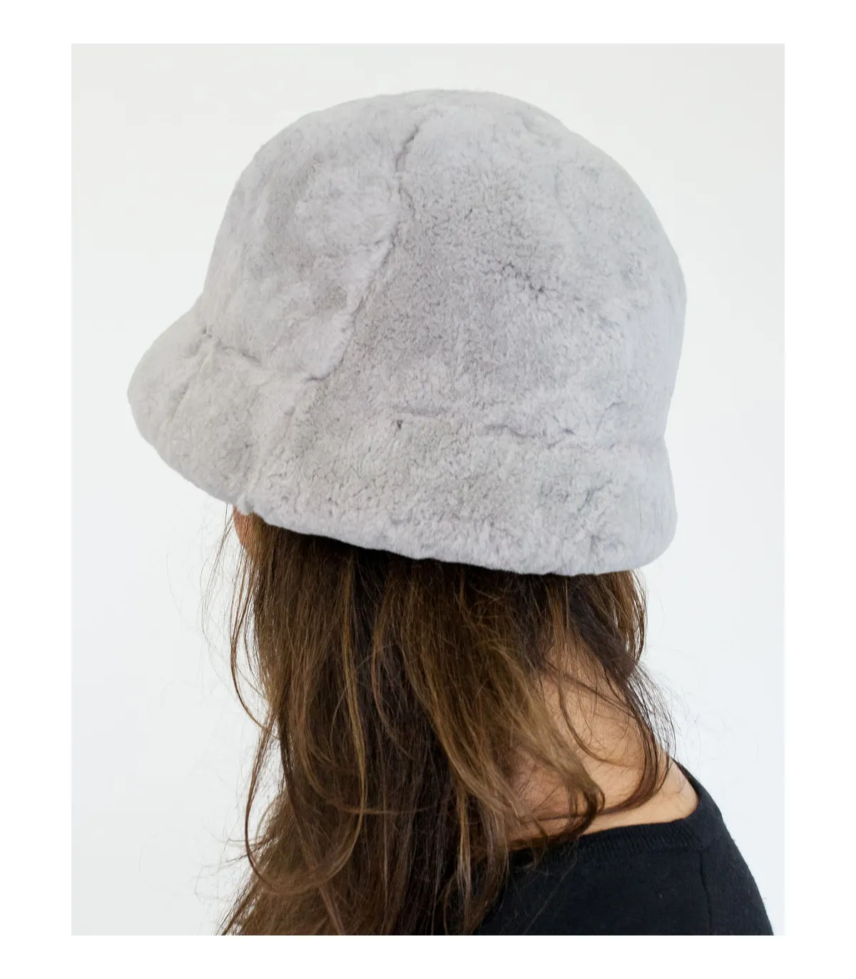 Kaitlyn Grey Rex Rabbit Fur Bucket Hat at FurHatWorld