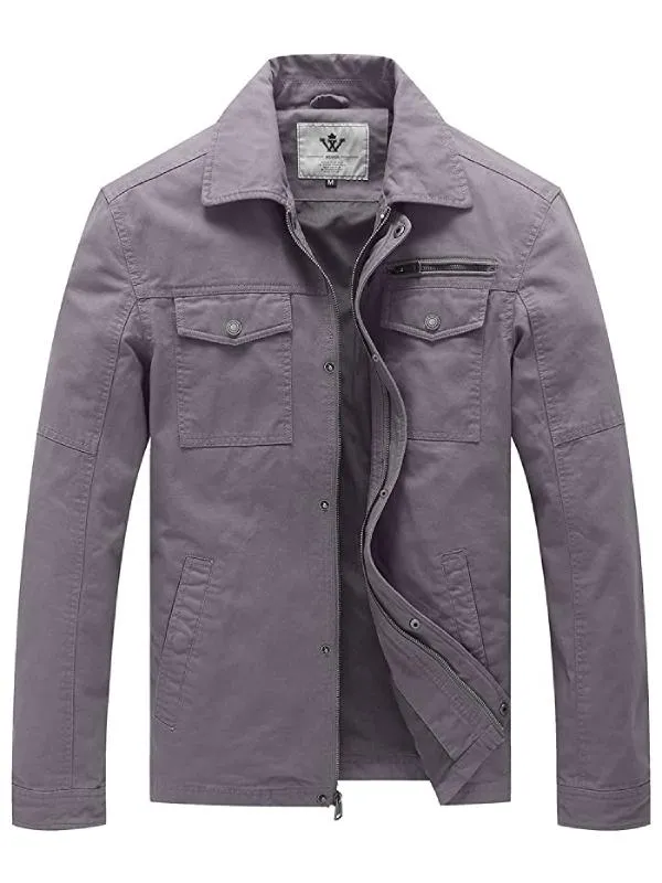 Men's Casual Canvas Cotton Military Lapel Jacket