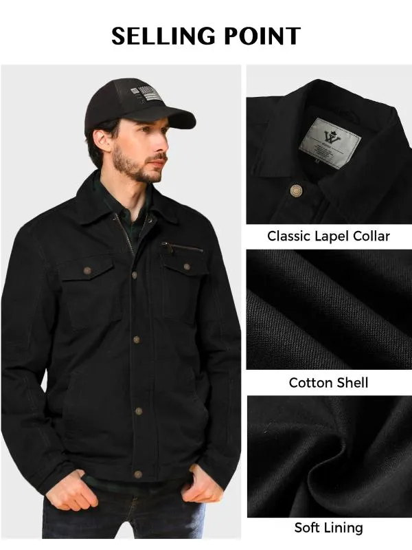 Men's Casual Canvas Cotton Military Lapel Jacket