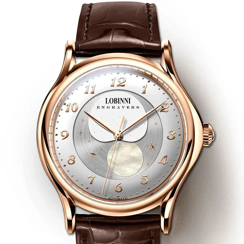 Men's Moon Phase Automatic Movement Luxury Mechanical Watch