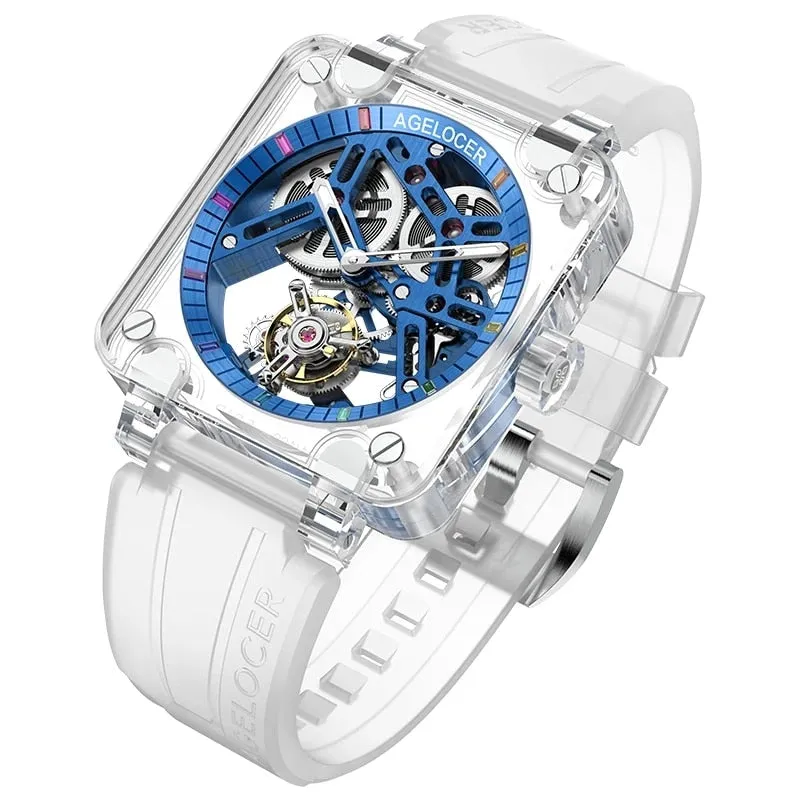 Men's Sapphire Gems Tourbillon Skeleton Power Reserve Mechanical Watch