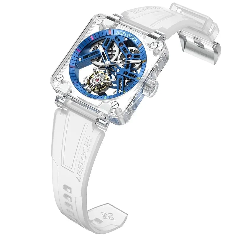 Men's Sapphire Gems Tourbillon Skeleton Power Reserve Mechanical Watch