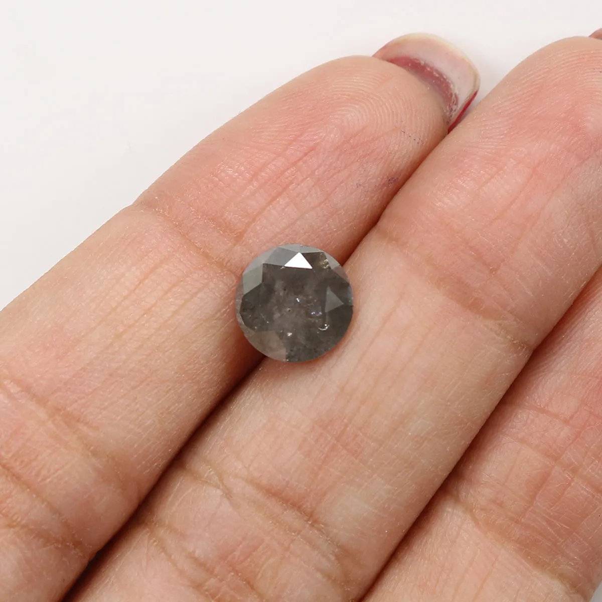 Natural Loose Round Brilliant Cut Salt And Pepper Diamond Grey Color 2.14 CT 7.90 MM Round Shape Brilliant Cut  Diamond L8237