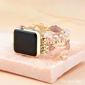 Natural Pink Aventurine & Pearl Apple Watch Bracelet