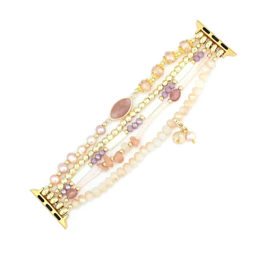 Natural Pink Aventurine & Pearl Apple Watch Bracelet