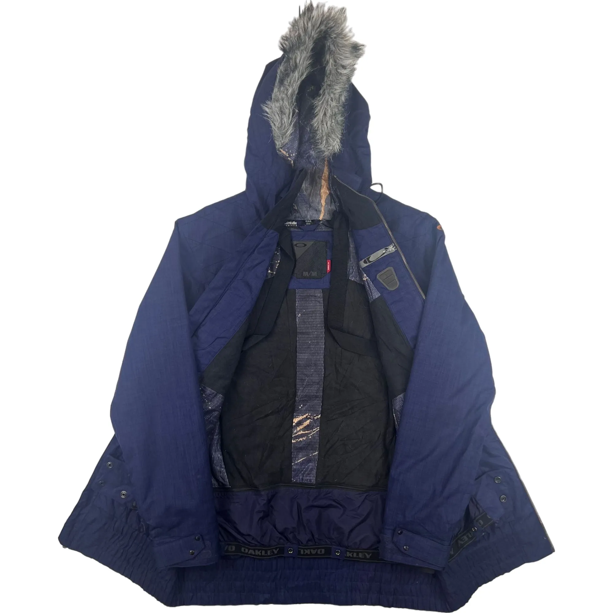 Oakley Fur Hooded Ski Jacket Navy Blue