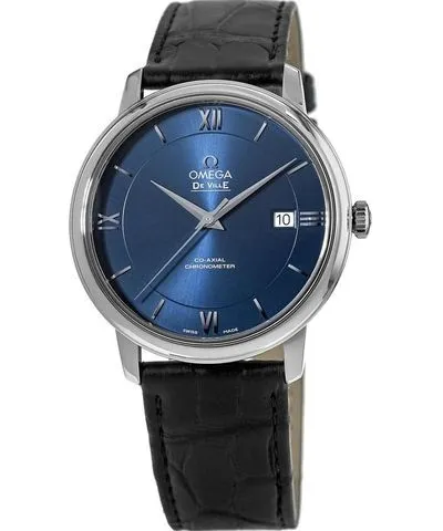 Omega De Ville Prestige Co-Axial 39.5mm Automatic Blue Dial Black Leather Strap Men's Watch 424.13.40.20.03.001 424.13.40.20.03.