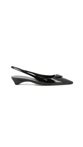 Patent Leather Slingbacks - Black