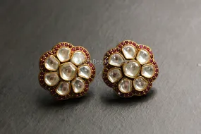 Premium Quality Uncut Polki Studs - Ruby