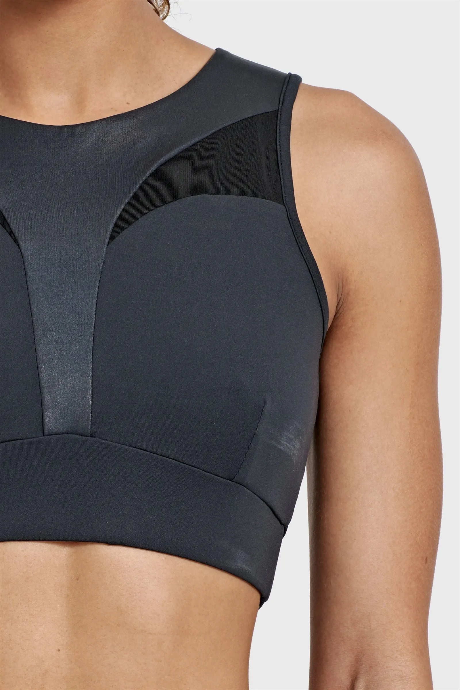 Sports Crop with Mesh Back - Black