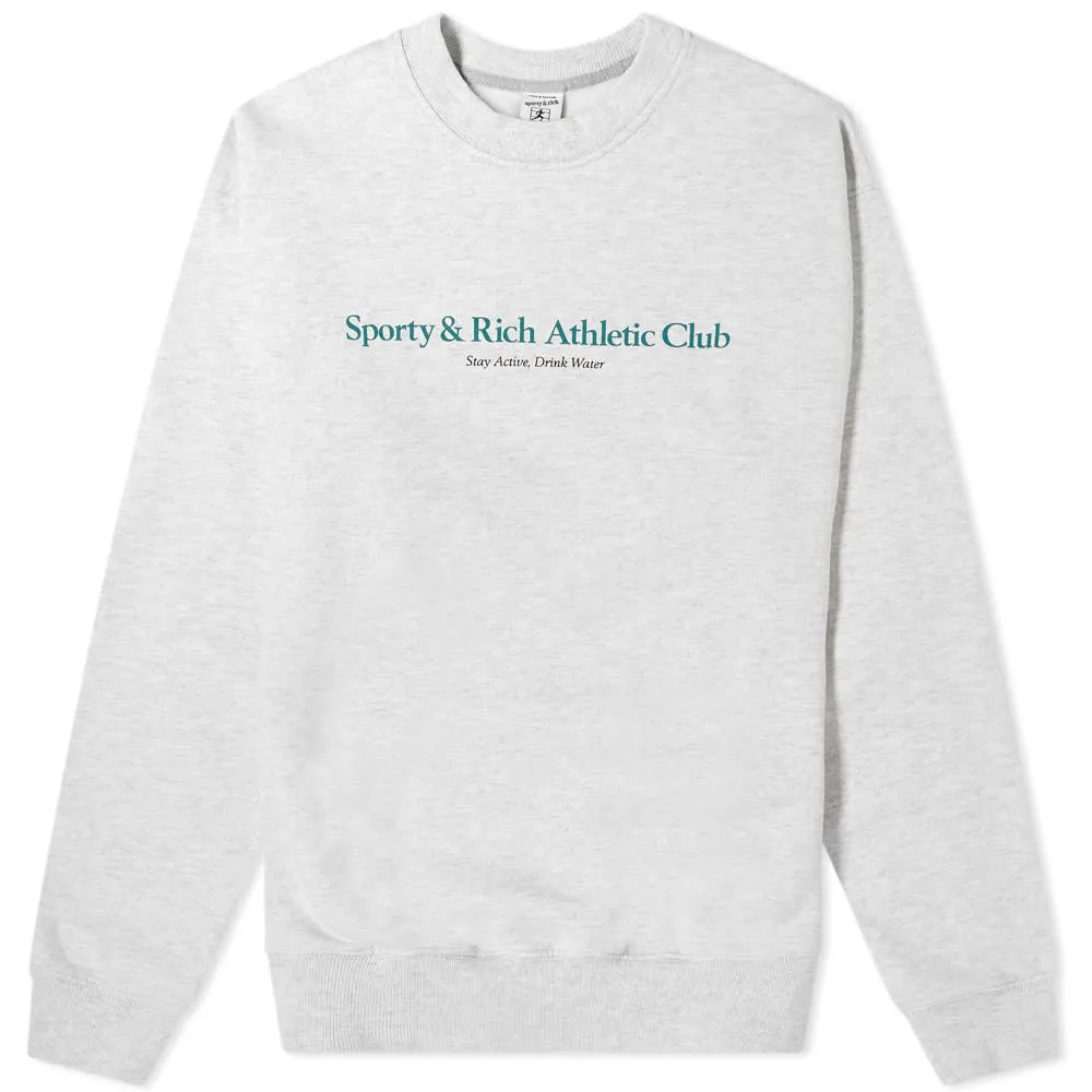 Sporty & Rich Athletic Club Crew SweatHeather Grey & Teal