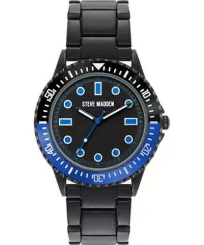 Steve Madden Men's Casual Blue and Black Alloy Metal Watch