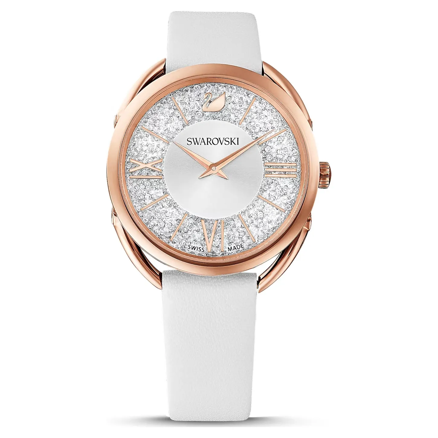 Swarovski Crystalline Glam Watch Leather strap, White, Rose gold-tone -5452459