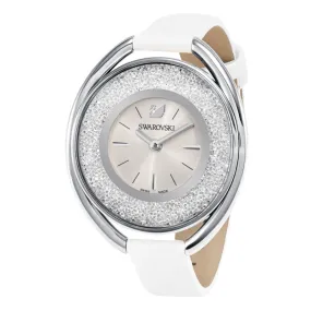 Swarovski Crystalline Oval Watch, Leather strap, White, Stainless steel -5158548