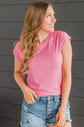 Sweet Surprise Ribbed Top- Pink