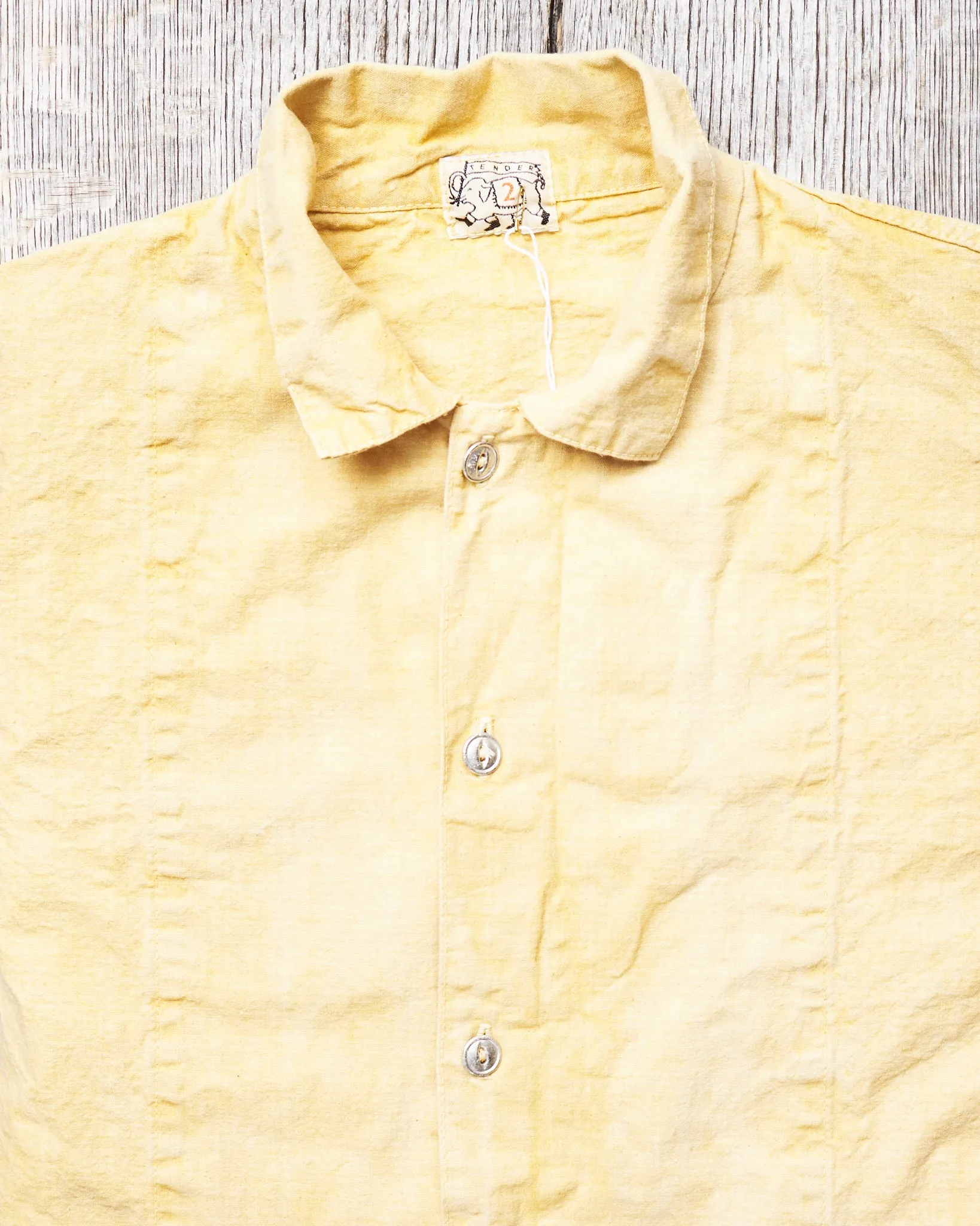 Tender 446 Wide Face Shirt Striped Cotton Canvas Iron Rust Dyed