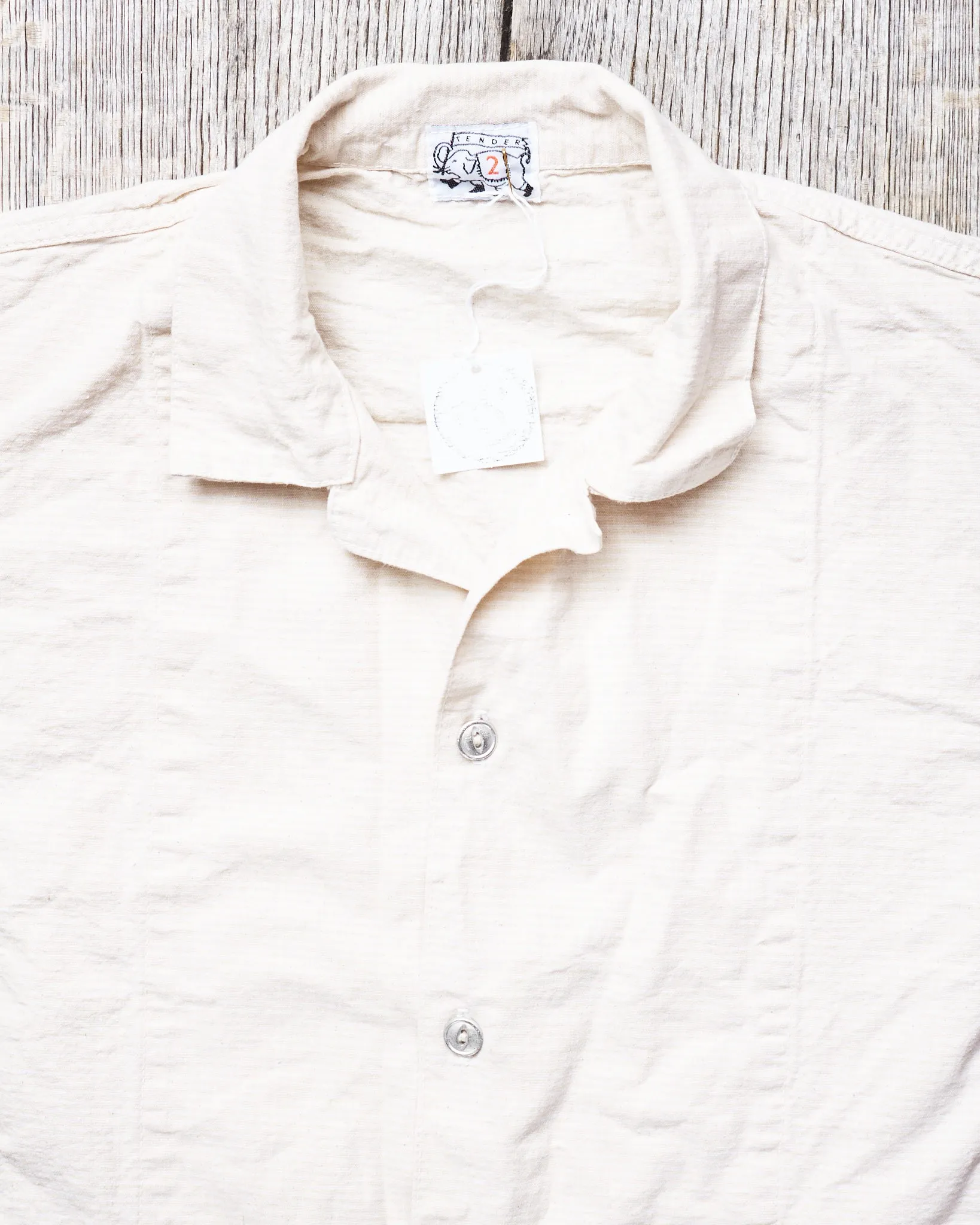 Tender 446 Wide Face Shirt Striped Cotton Canvas Rinsed