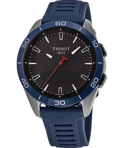 Tissot T-Touch Connect Solar Sport GMT Quartz Digital Dial Titanium Blue Silicone Strap Men's Watch T153.420.47.051.01