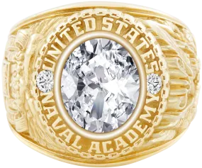 USNA Class Ring Mod with Diamond Centerpiece and Diamond Dividers