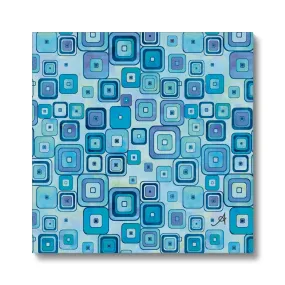 Watercolour Squares Blue Amanya Design Eco Canvas